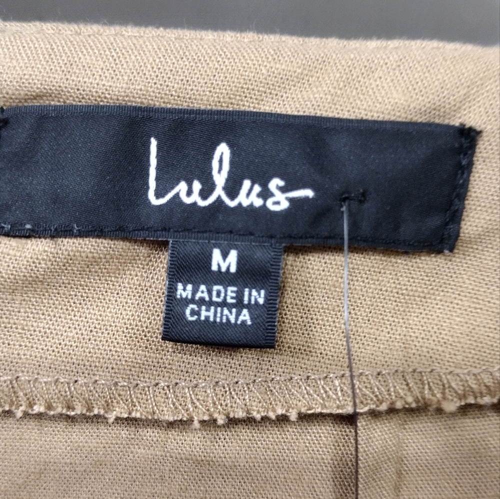 NWT Lulus Linen Blend Wrap Skirt Women's M Tan Retro Y2K 90s Casual Comfy - Picture 5 of 7